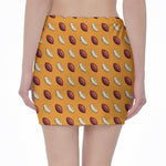 Retro American Football Ball Print Pencil Mini Skirt