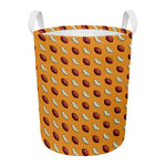 Retro American Football Ball Print Round Laundry Basket