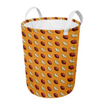 Retro American Football Ball Print Round Laundry Basket