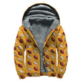 Retro American Football Ball Print Sherpa Lined Zip Up Hoodie