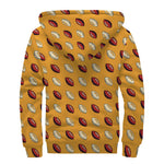 Retro American Football Ball Print Sherpa Lined Zip Up Hoodie