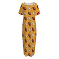 Retro American Football Ball Print Short Sleeve Long Nightdress
