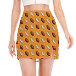 Retro American Football Ball Print Side Slit Mini Skirt