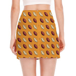 Retro American Football Ball Print Side Slit Mini Skirt
