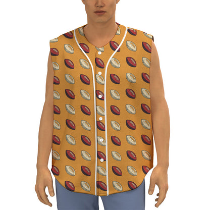 Retro American Football Ball Print Sleeveless Baseball Jersey
