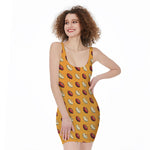 Retro American Football Ball Print Sleeveless Bodycon Dress