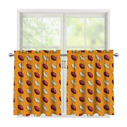 Retro American Football Ball Print Tier Curtains