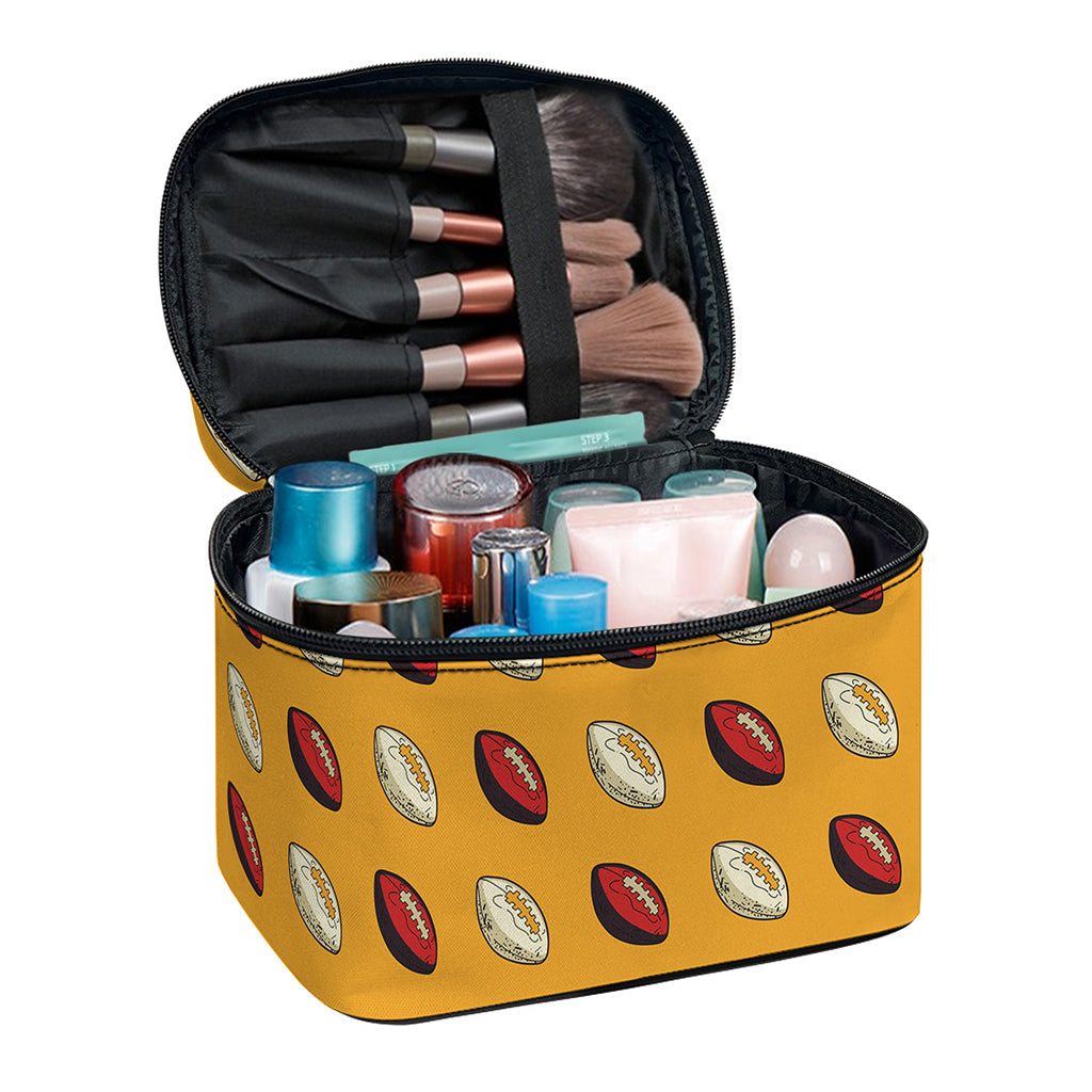 Retro American Football Ball Print Travel Makeup Bag