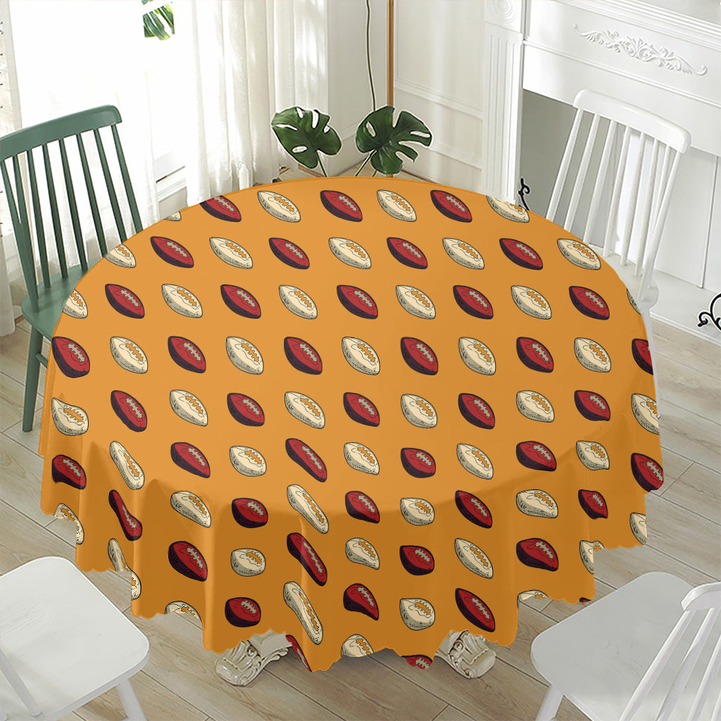 Retro American Football Ball Print Waterproof Round Tablecloth