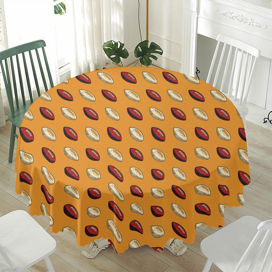 Retro American Football Ball Print Waterproof Round Tablecloth