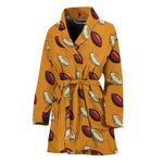 Retro American Football Ball Print Women's Bathrobe