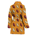 Retro American Football Ball Print Women's Bathrobe