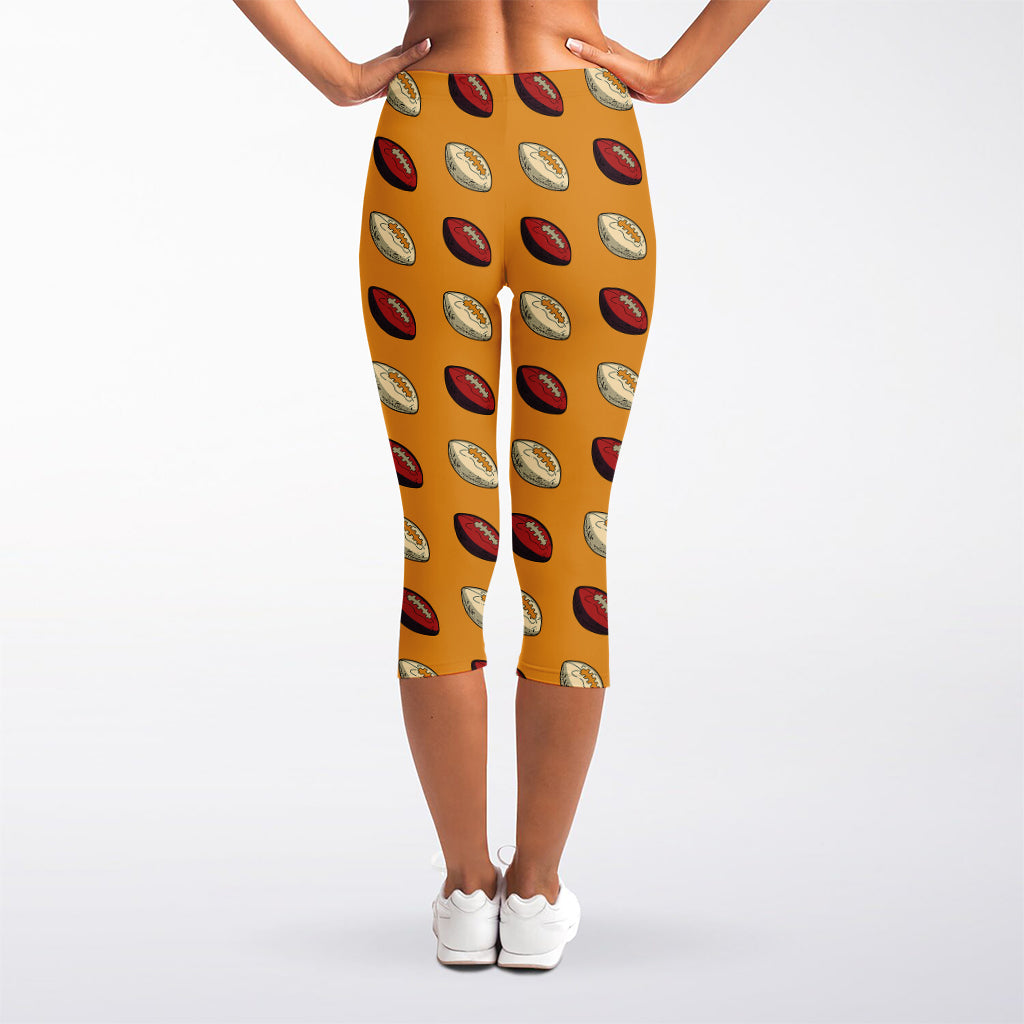 Retro American Football Ball Print Women's Capri Leggings