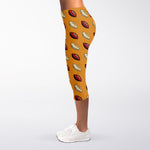 Retro American Football Ball Print Women's Capri Leggings