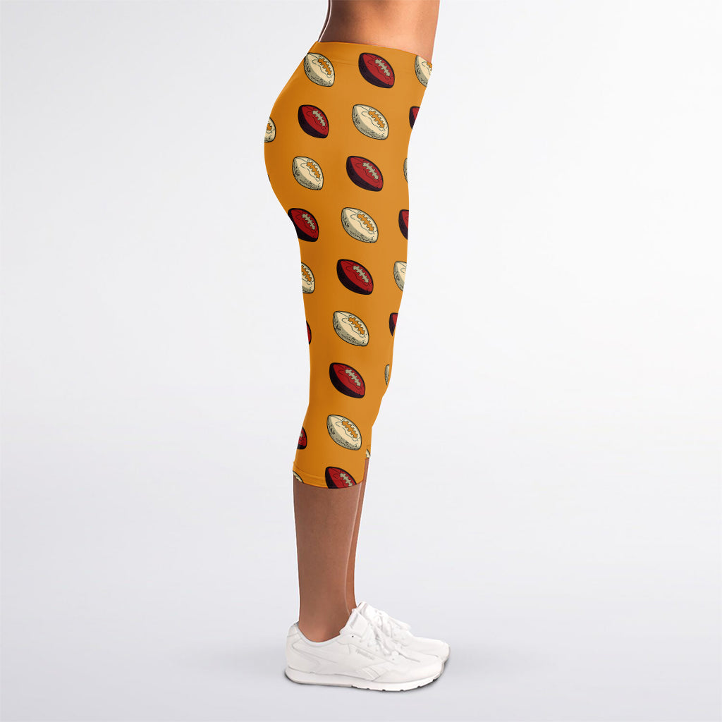Retro American Football Ball Print Women's Capri Leggings