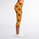 Retro American Football Ball Print Women's Capri Leggings