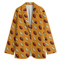 Retro American Football Ball Print Women's Cotton Blazer