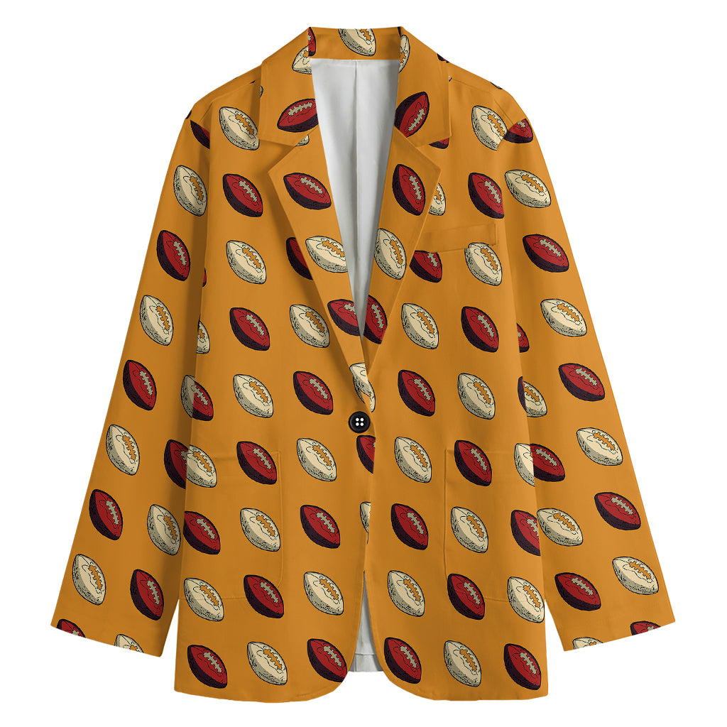 Retro American Football Ball Print Women's Cotton Blazer