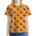 Retro American Football Ball Print Women's Polo Shirt