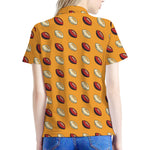 Retro American Football Ball Print Women's Polo Shirt