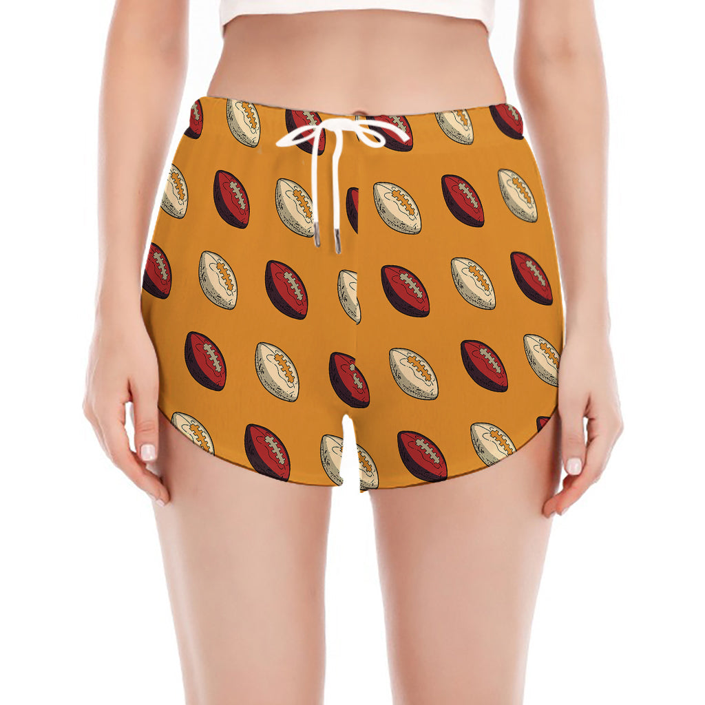 Retro American Football Ball Print Women's Split Running Shorts