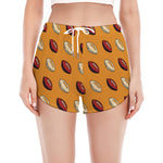 Retro American Football Ball Print Women's Split Running Shorts