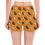 Retro American Football Ball Print Women's Split Running Shorts