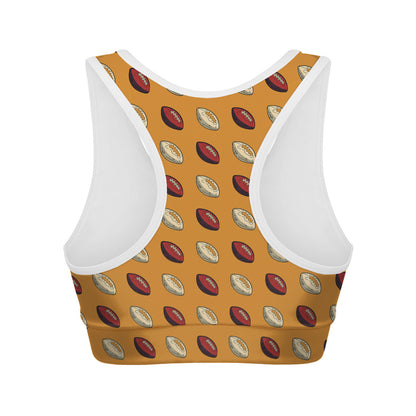 Retro American Football Ball Print Women's Sports Bra