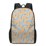 Retro Blue Banana Pattern Print 17 Inch Backpack