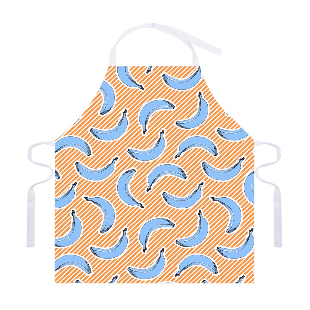 Retro Blue Banana Pattern Print Adjustable Apron