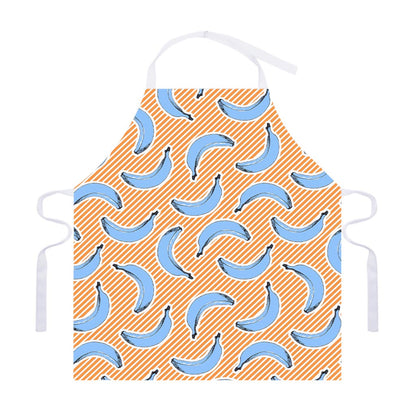 Retro Blue Banana Pattern Print Adjustable Apron
