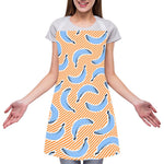 Retro Blue Banana Pattern Print Adjustable Apron