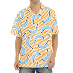 Retro Blue Banana Pattern Print Aloha Shirt