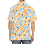 Retro Blue Banana Pattern Print Aloha Shirt