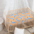 Retro Blue Banana Pattern Print Baby Crib Sheet