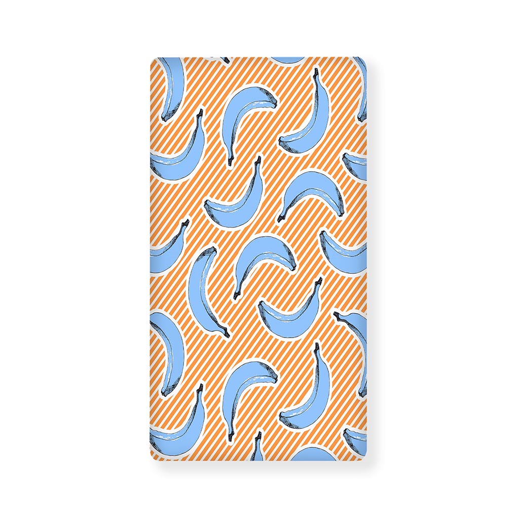 Retro Blue Banana Pattern Print Baby Crib Sheet