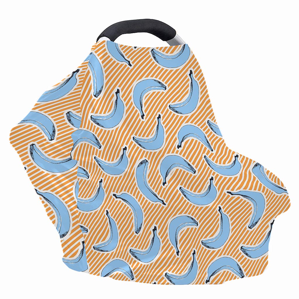 Retro Blue Banana Pattern Print Baby Seat Cover