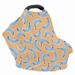 Retro Blue Banana Pattern Print Baby Seat Cover