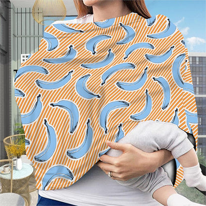 Retro Blue Banana Pattern Print Baby Seat Cover