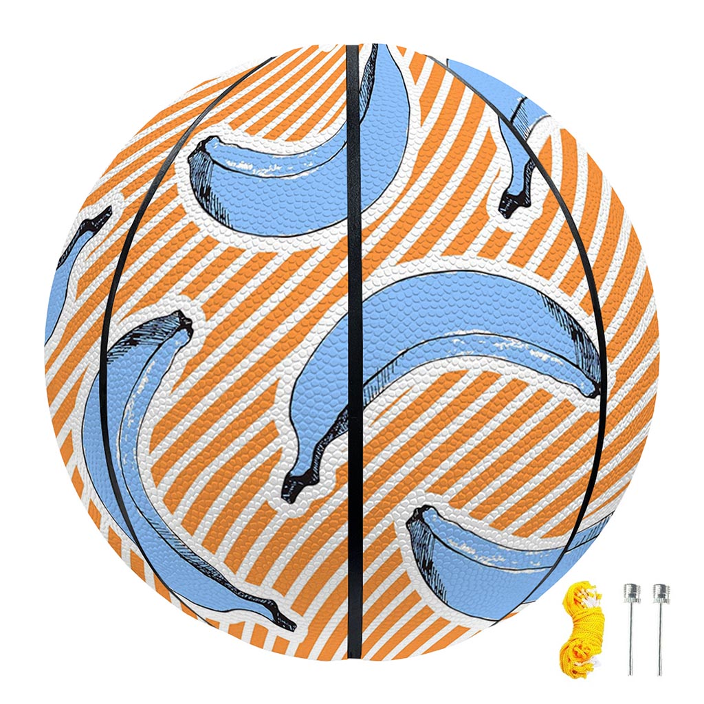 Retro Blue Banana Pattern Print Basketball