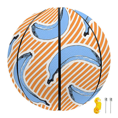 Retro Blue Banana Pattern Print Basketball