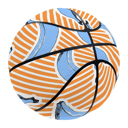 Retro Blue Banana Pattern Print Basketball