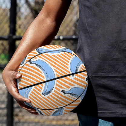 Retro Blue Banana Pattern Print Basketball