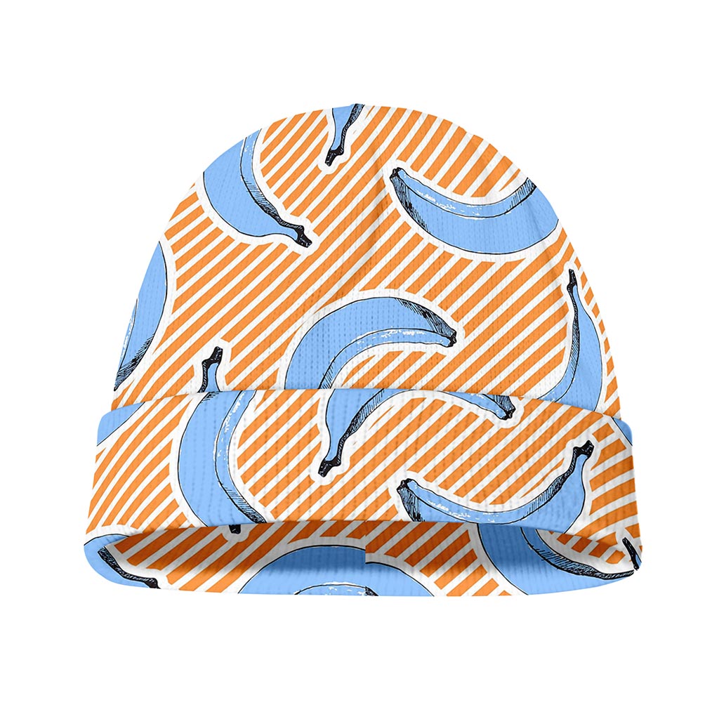 Retro Blue Banana Pattern Print Beanie