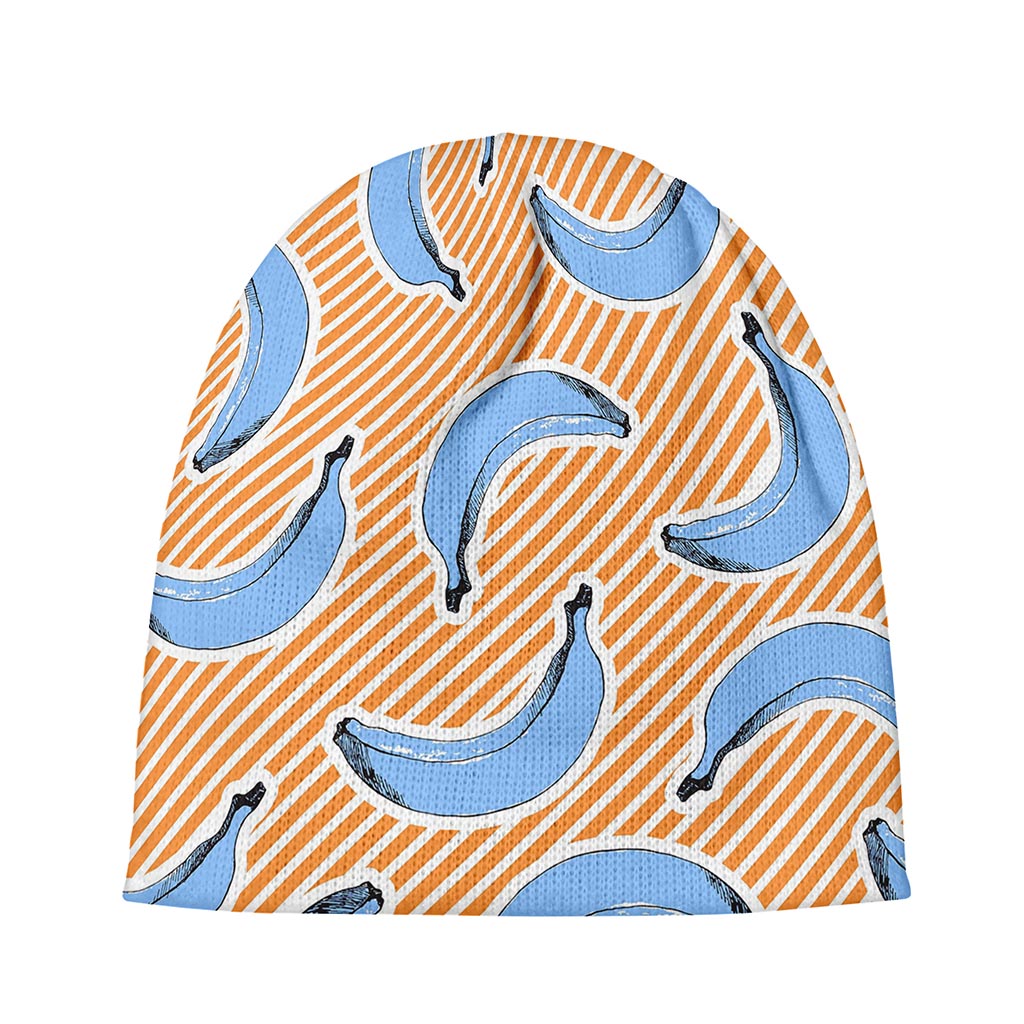 Retro Blue Banana Pattern Print Beanie