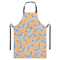 Retro Blue Banana Pattern Print Bib Apron With Pocket