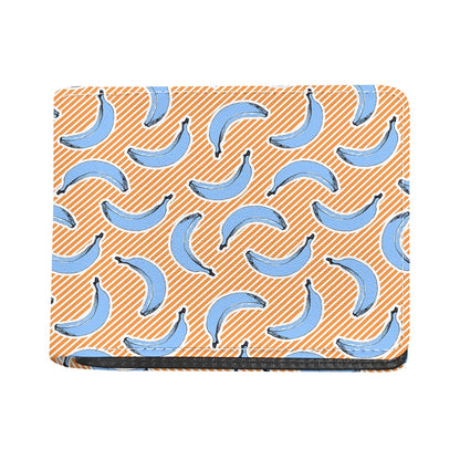 Retro Blue Banana Pattern Print Bifold Wallet