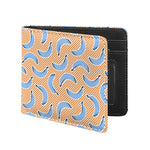 Retro Blue Banana Pattern Print Bifold Wallet