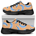 Retro Blue Banana Pattern Print Black Chunky Shoes