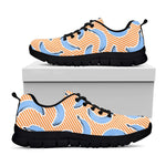 Retro Blue Banana Pattern Print Black Running Shoes